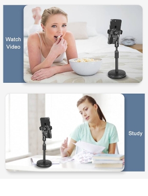 Picture of L7 Desktop Mobile Phone Holder Stand 360 Rotate for Live Streaming Shoot YouTube TikTok Video Round Base Smartphone - Mobile Stand-Black