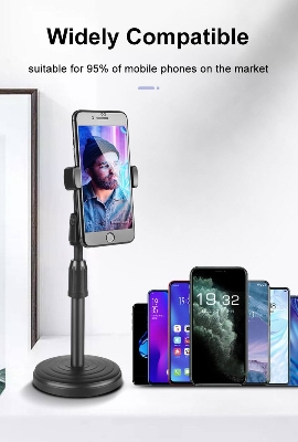 Picture of L7 Desktop Mobile Phone Holder Stand 360 Rotate for Live Streaming Shoot YouTube TikTok Video Round Base Smartphone - Mobile Stand-Black