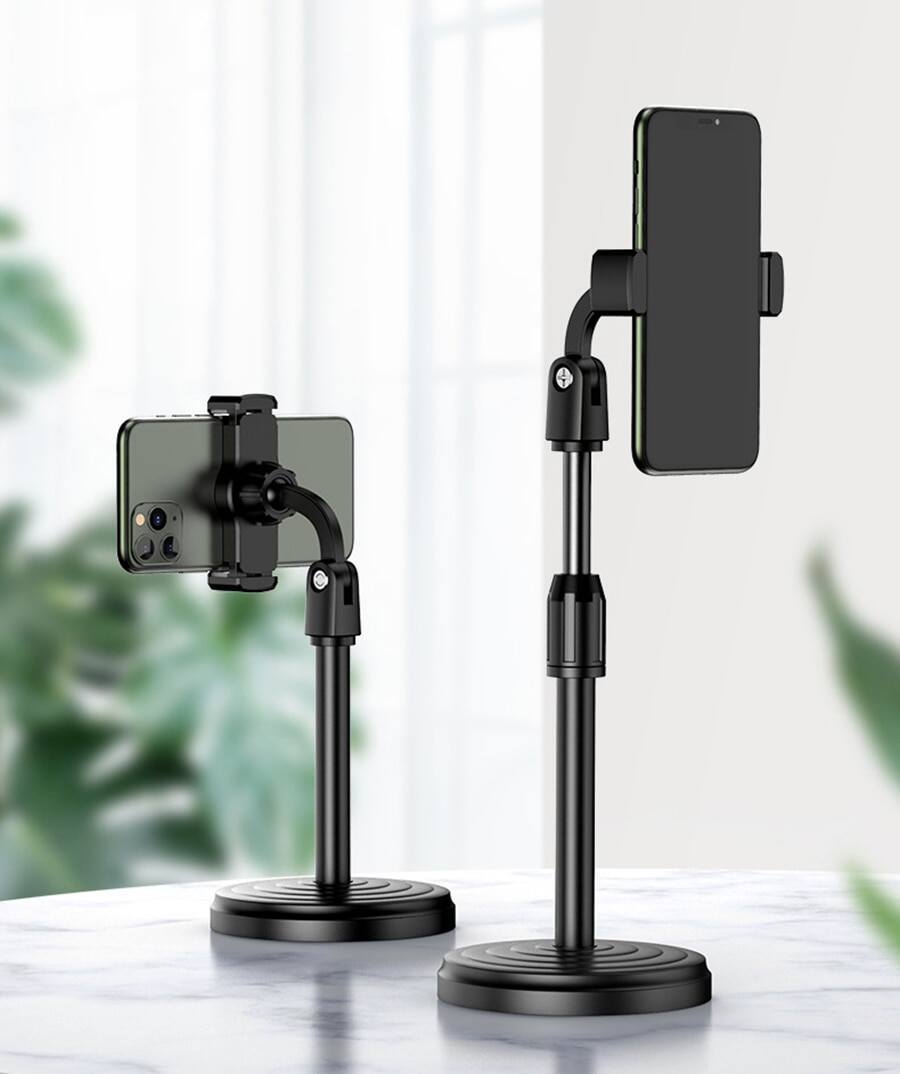 Picture of L7 Desktop Mobile Phone Holder Stand 360 Rotate for Live Streaming Shoot YouTube TikTok Video Round Base Smartphone - Mobile Stand-Black