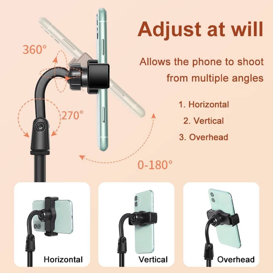 Picture of L7 Desktop Mobile Phone Holder Stand 360 Rotate for Live Streaming Shoot YouTube TikTok Video Round Base Smartphone - Mobile Stand-Black