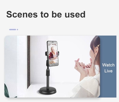 Picture of L7 Desktop Mobile Phone Holder Stand 360 Rotate for Live Streaming Shoot YouTube TikTok Video Round Base Smartphone - Mobile Stand-Black
