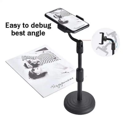 Picture of Desktop Mobile Phone Holder Stand 360 Rotate for Live Streaming Shoot YouTube TikTok Video Round Base Smartphone-Black