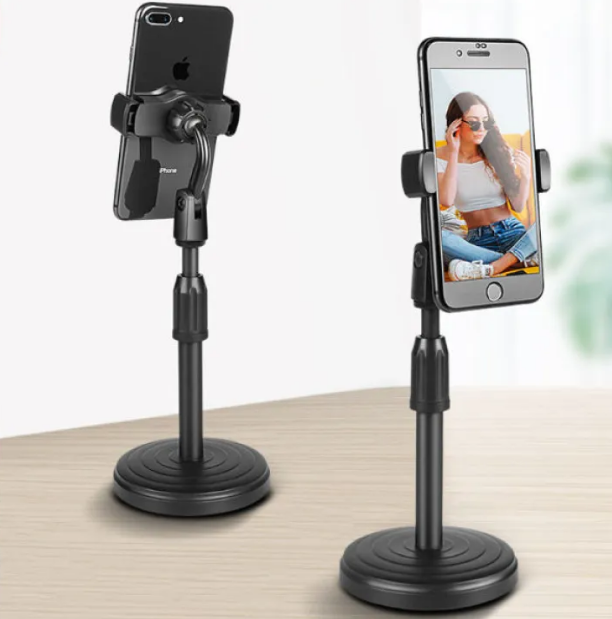 Picture of Desktop Mobile Phone Holder Stand 360 Rotate for Live Streaming Shoot YouTube TikTok Video Round Base Smartphone-Black