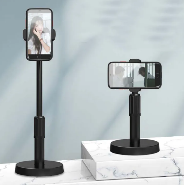 Picture of Desktop Mobile Phone Holder Stand 360 Rotate for Live Streaming Shoot YouTube TikTok Video Round Base Smartphone-Black