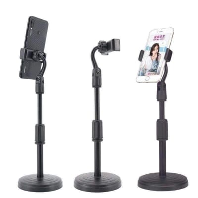 Picture of Desktop Mobile Phone Holder Stand 360 Rotate for Live Streaming Shoot YouTube TikTok Video Round Base Smartphone-Black