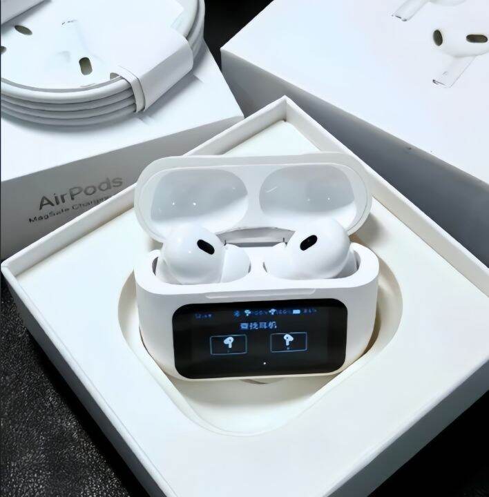 Picture of Airpods A9 Pro Touch Screen Display with ANC ENC TWS Earbuds - White-White