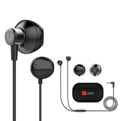 Picture of UiiSii HM12 Deep Bass Good Treble Earphones Super Bass Stereo And Dynamic In-Ear Headphones With Pouch Bag - Headphone-Black