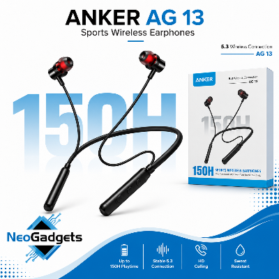 Picture of ANKER AG 13 Wireless Earphones Bluetooth 5.3 | Sports Neckband Headphone | 13mm Driver | Long Battery Life-Black