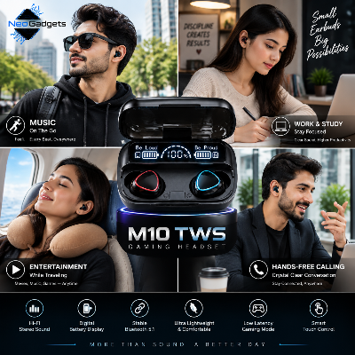 Picture of M10 TWS Wireless Earbuds Touch Bluetooth Earplugs In The Ear Stereo Sport Headsets-Black