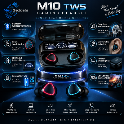 Picture of M10 TWS Wireless Earbuds Touch Bluetooth Earplugs In The Ear Stereo Sport Headsets-Black