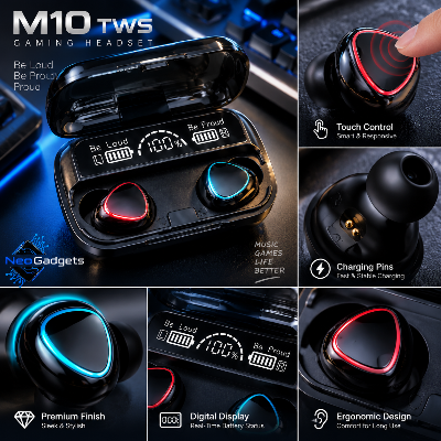 Picture of M10 TWS Wireless Earbuds Touch Bluetooth Earplugs In The Ear Stereo Sport Headsets-Black