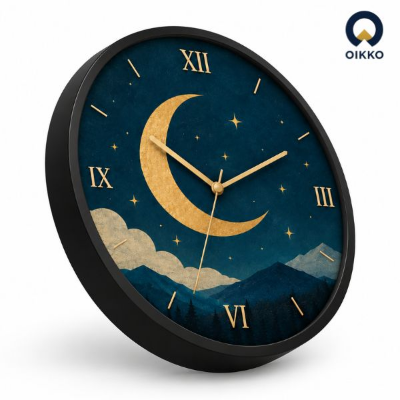 Picture of OIKKO 12 Inch Crescent Moon & Star Night Sky Wall Clock (Model 61) -12 inchies 