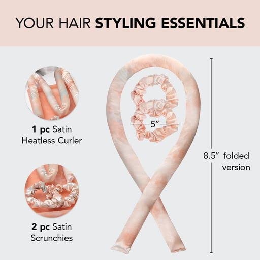 Picture of OIKKO Heatless Curls Hair Curler – No Heat Hair Curling Ribbon, Overnight Curling Headband for Women - Pink -35 Inchies+