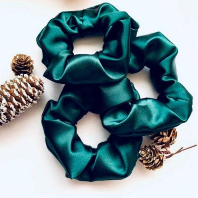 Picture of OIKKO Satin Silk Scrunchies 3 Pcs – Soft Hair Bands for Women, Silk Hair Tie & Wrist Accessories - Multicolor -One Size
