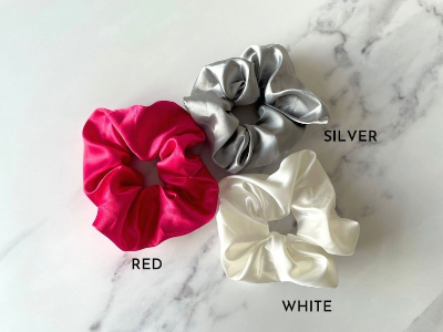 Picture of OIKKO Satin Silk Scrunchies 3 Pcs – Soft Hair Bands for Women, Silk Hair Tie & Wrist Accessories - Multicolor -One Size