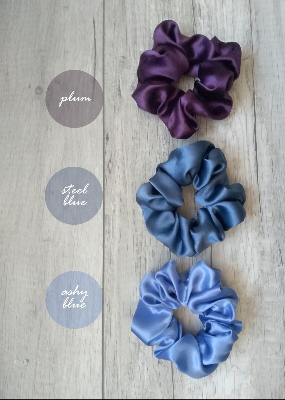 Picture of OIKKO Satin Silk Scrunchies 3 Pcs – Soft Hair Bands for Women, Silk Hair Tie & Wrist Accessories - Multicolor -One Size