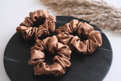 Picture of OIKKO Satin Silk Scrunchies 3 Pcs – Soft Hair Bands for Women, Silk Hair Tie & Wrist Accessories - Multicolor -One Size