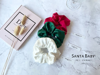 Picture of OIKKO Satin Silk Scrunchies 3 Pcs – Soft Hair Bands for Women, Silk Hair Tie & Wrist Accessories - Multicolor -One Size