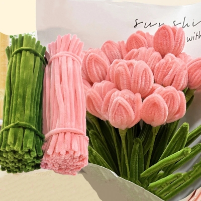 Picture of OIKKO Pipe Cleaner Flower Making Sticks 20 Pcs – DIY Handmade Flower Craft Supplies, Chenille Stem for Flower Bouquet & Art Craft -One Size