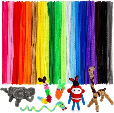 Picture of OIKKO Multicolor Pipe Cleaner Chenille Stems 20 Pcs – DIY Flower Making Sticks, Craft Supplies for Handmade Flowers, Animals & Art Projects - Multicolor -One Size