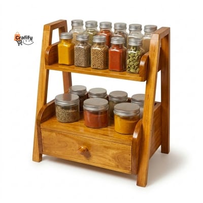 Picture of Premium Wooden Kitchen Spice Rack – Natural Wood Finish