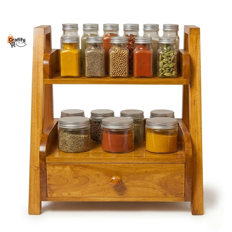 Picture of Premium Wooden Kitchen Spice Rack – Natural Wood Finish