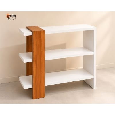 Picture of Wooden Decorative Storage Shelf – White & Natural Wood Finish