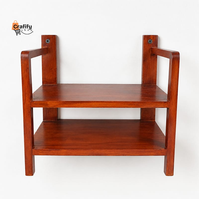 Picture of Wooden Wall Mounted Router, ONU & WGP Mini UPS Stand – 2 Layer – Natural Wood Finish
