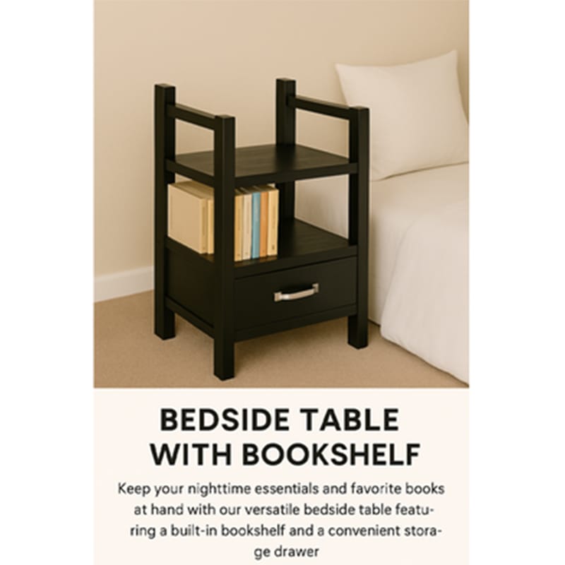 Picture of Multi Purpose Bedside Shelf – Space-Saving Organizer for Books, Gadgets