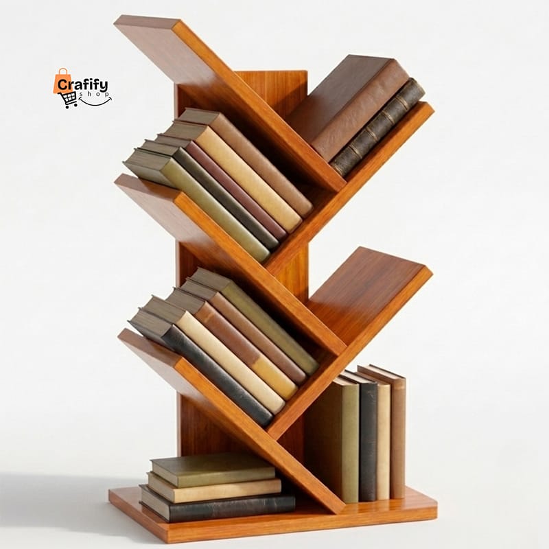 Picture of Modern Tree Bookshelf – Natural Wood Finish