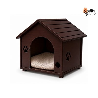 Picture of Premium Wooden Kitten Cat House – Chocolate Finish