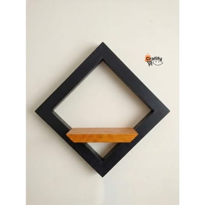 Picture of Geometric Wooden Plant Display Shelf – Black & Natural Wood Finish