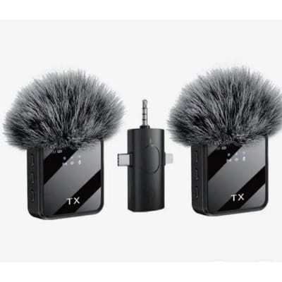 Picture of F11-2 (3 in 1) Collar Wireless Dual Microphone pro Professional Lapel Lavalier microphone iPhone/Android & Type-C Supported 100& Noise Cancellation