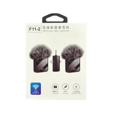 Picture of F11-2 (3 in 1) Collar Wireless Dual Microphone pro Professional Lapel Lavalier microphone iPhone/Android & Type-C Supported 100& Noise Cancellation