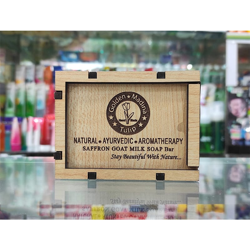 Picture of Hand Made Goat Milk Jafran Soap With Wooden Box 100g