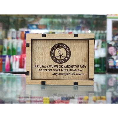 Picture of Hand Made Goat Milk Jafran Soap With Wooden Box 100g