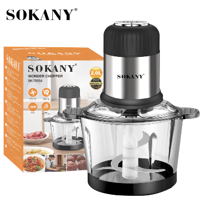 Picture of Sokany SK-7025A Electric Food Chopper Meat Grinder Slicer 800W High Power Stainless Steel Blades and 2L Heavy Jar Capacity