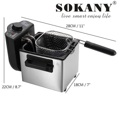 Picture of WJ-804 Sokany Electric Deep Fryer – 1.5L Compact Stainless Steel Body 2000w Electric Fryer Household 1.5l Multifunctional Fryer Detachable Heating Element Easy to Clean-Silver