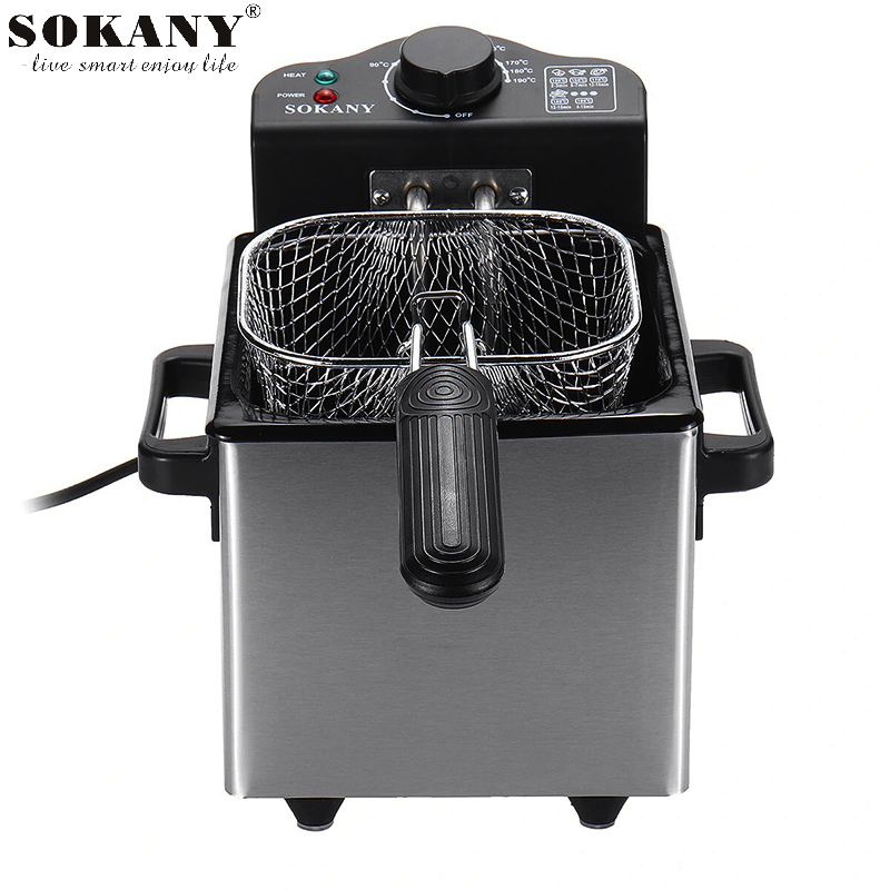 Picture of WJ-804 Sokany Electric Deep Fryer – 1.5L Compact Stainless Steel Body 2000w Electric Fryer Household 1.5l Multifunctional Fryer Detachable Heating Element Easy to Clean-Silver