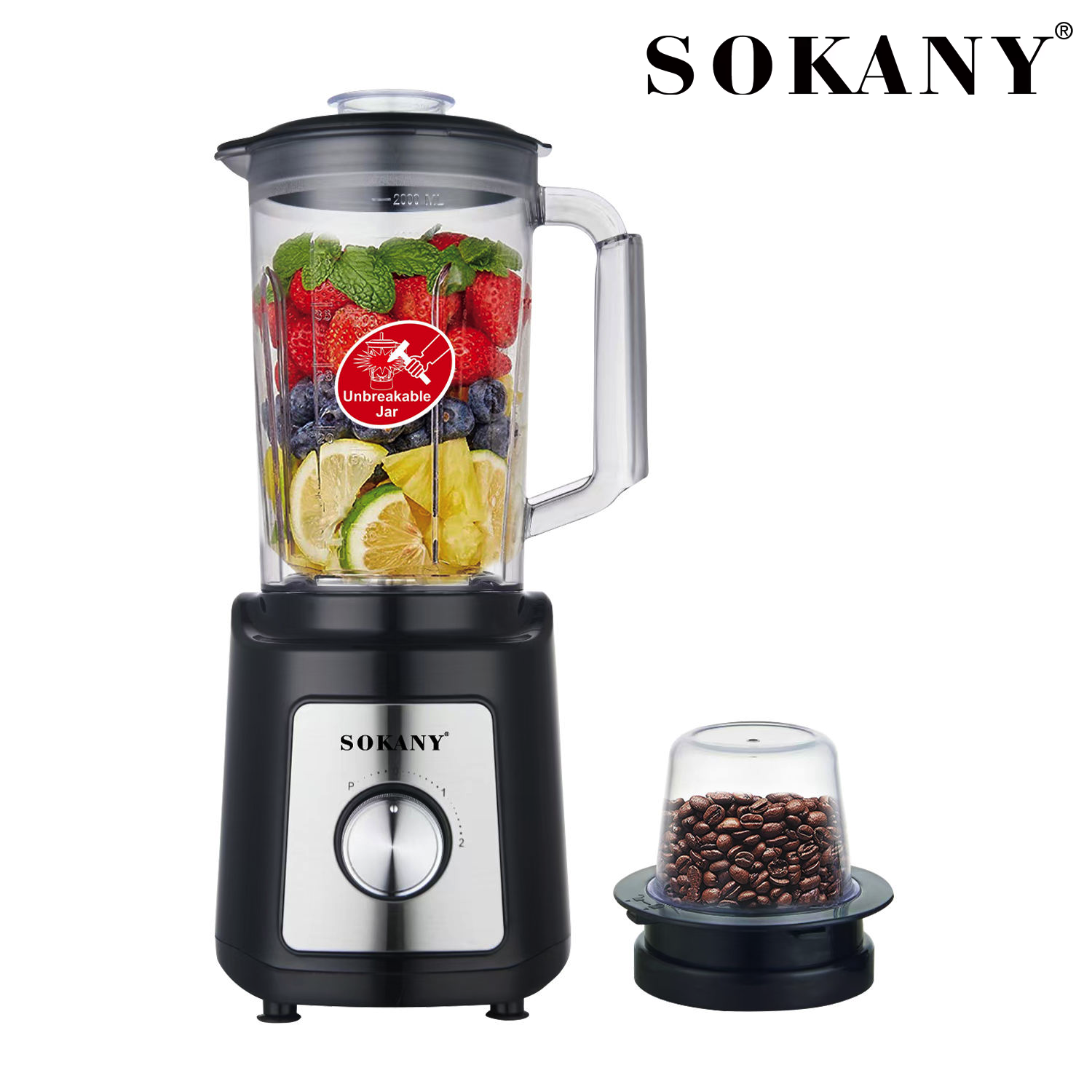 Picture of SK-03067 SOKANY Multi-Purpose Blender 1000W 2 in 1 Professional Multi-Function 2L Large Capacity Mixer Blender Can Crush Ice Juice 2-in-1 Professional Juicer Coffee Cup-Grey