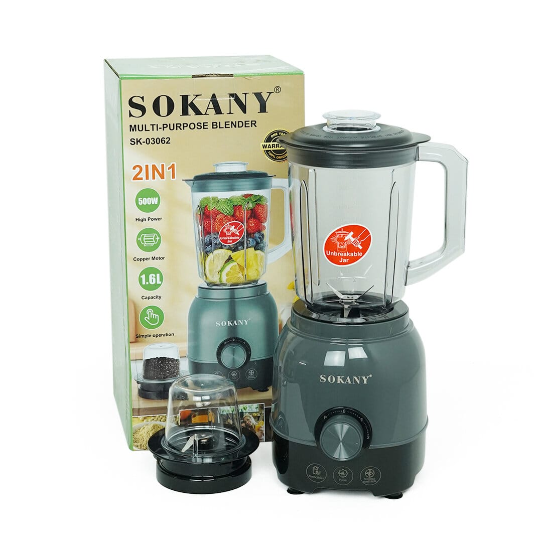 Picture of SK-03062 Sokany Multi-Purpose Blender 500W 2 in 1 Kitchen Juicer Household Electric Blenders Mixer Smoothie 6 Blades Electric Fruit Juicer