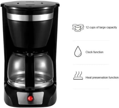 Picture of Sokany CM-108S Coffee Maker With Auto Pause And Glass Carafe 12-Cups Coffee Maker-Black