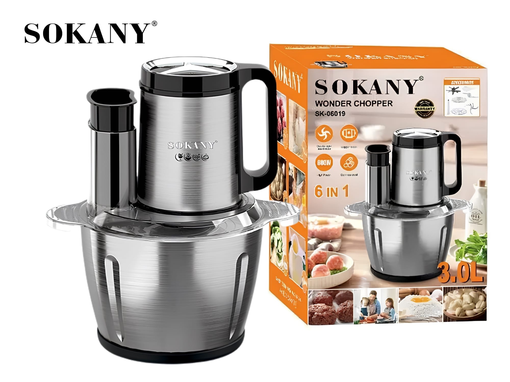 Picture of Sokany 6 in 1 Wonder Chopper SK-06019-Silver