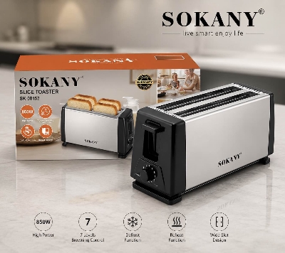 Picture of SK-08152 Sokany 4 Slice Bread Toaster  – 850W Electric Toaster with Adjustable Browning Control-Silver