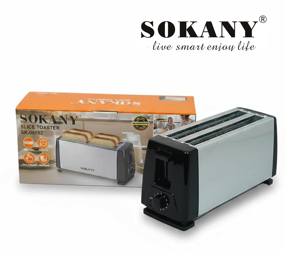 Picture of SK-08152 Sokany 4 Slice Bread Toaster  – 850W Electric Toaster with Adjustable Browning Control-Silver