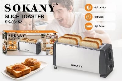 Picture of SK-08152 Sokany 4 Slice Bread Toaster  – 850W Electric Toaster with Adjustable Browning Control-Silver