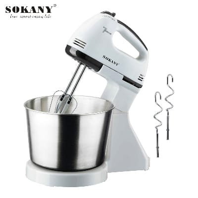 Picture of SK-6620 SOKANY Stand Mixer 250W Electric Stand Mixer with 2.0L SS Bowl Table Stand Cake Dough Mixer Handheld Automatic Egg Beater Baking Cream Machine for Hotels and House-White