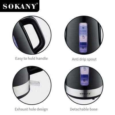 Picture of SOKANY SK-09006 2200 Watts Fast Boil Electric Kettle 1.7L with Water Level Window for Family Use-Black