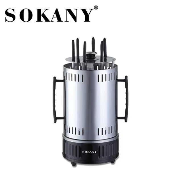 Picture of Sokany SK-6111 Electric Oven Home Smokeless Grill Automatic Rotating BBQ Skewer Grilled Kebab Machine Home Dinner BBQ Tools Easy to Use and Easy to Clean Electric BBQ-Silver