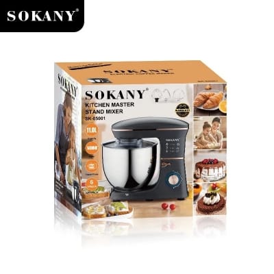 Picture of SK-05001 SOKANY Stand Mixer With 6 Speeds Large 11 Liter Capacity And Pulse Function Household Bakery Electric Small Kitchen Appliances Cake Baking Mixer Machine Stand Mixer for Dough Food Mixer-Black